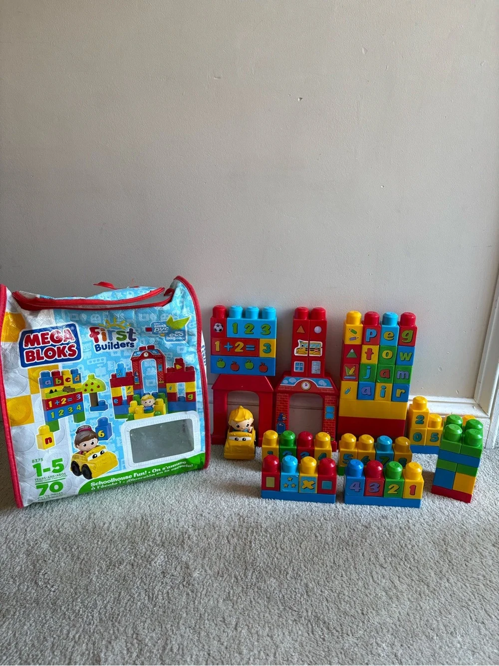 Mega bloks schoolhouse fun, bag of 70 building blocks